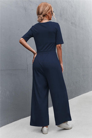 Weekend Mode Scoop Neck Half Sleeve Jumpsuit - MXSTUDIO.COM