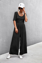 Weekend Mode Scoop Neck Half Sleeve Jumpsuit - MXSTUDIO.COM