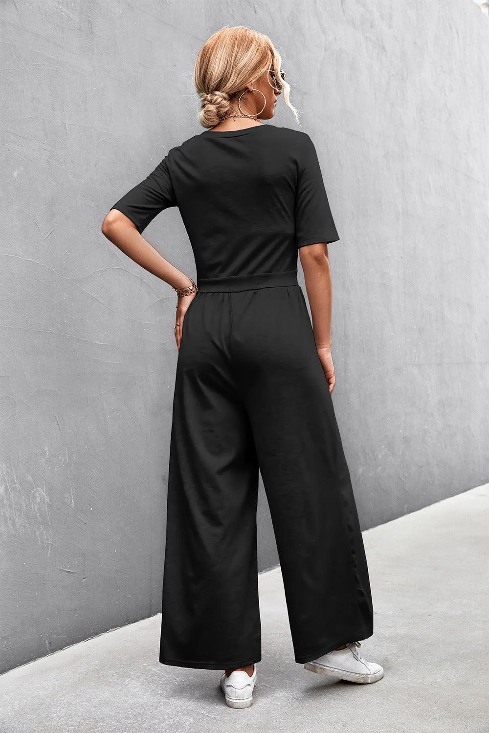 Weekend Mode Scoop Neck Half Sleeve Jumpsuit - MXSTUDIO.COM