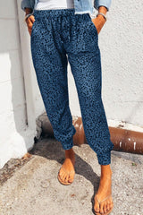 Weekend Spree Elastic Waist Leopard Print Joggers - MXSTUDIO.COM