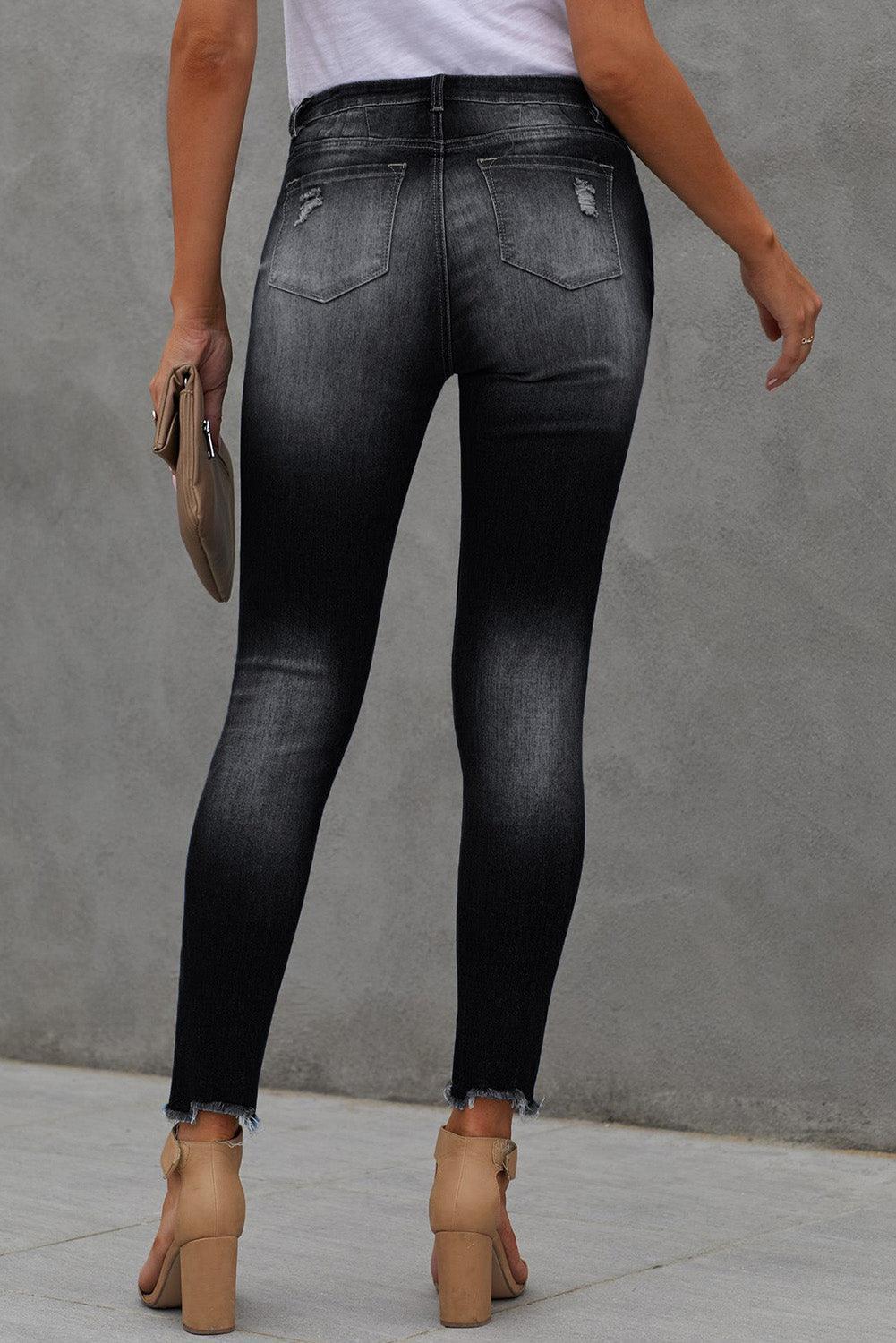 Weekend Style Button Fly High Waist Skinny Jeans - MXSTUDIO.COM