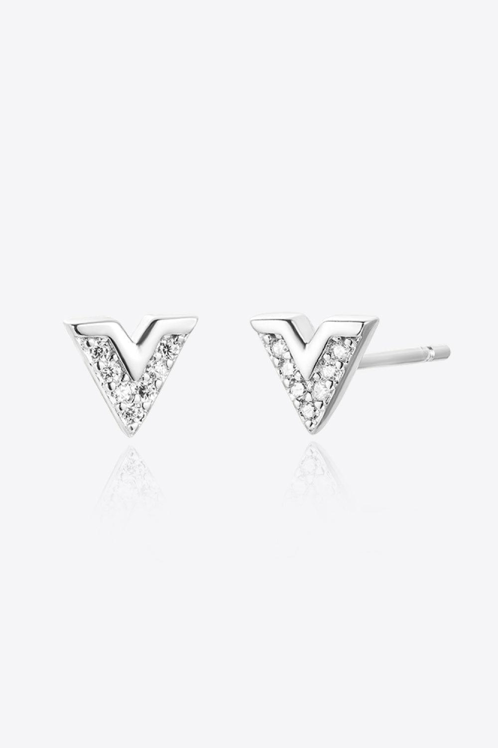 Well-Being Sense Zircon Sterling Silver Stud Earrings - MXSTUDIO.COM