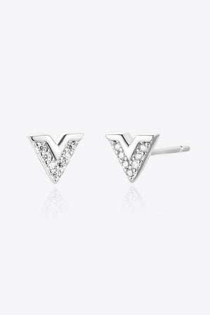 Well-Being Sense Zircon Sterling Silver Stud Earrings - MXSTUDIO.COM