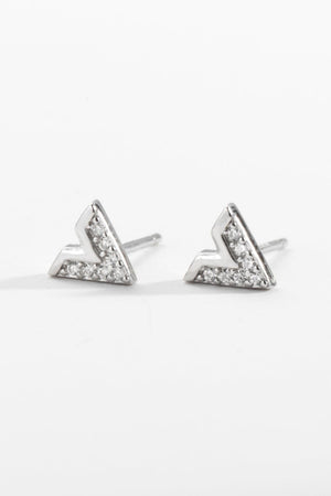 Well-Being Sense Zircon Sterling Silver Stud Earrings - MXSTUDIO.COM