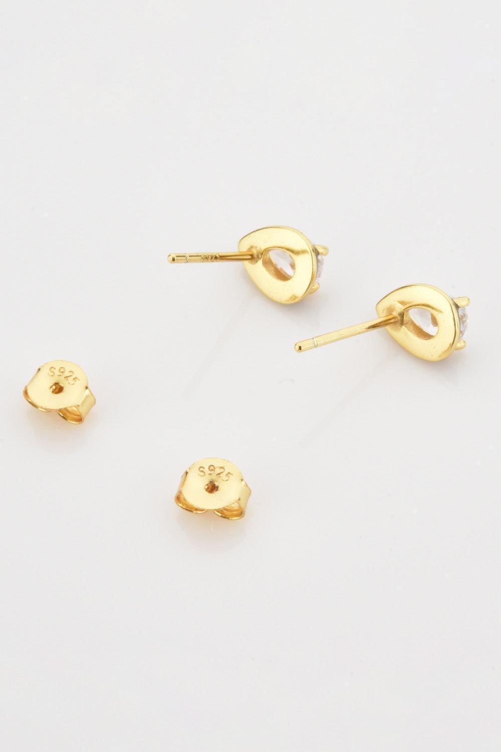 Well-Deserved Gold Plated Zircon Teardrop Stud Earrings - MXSTUDIO.COM