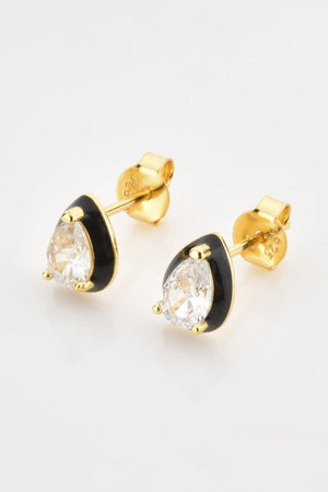 Well-Deserved Gold Plated Zircon Teardrop Stud Earrings - MXSTUDIO.COM