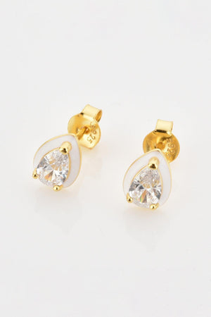 Well-Deserved Gold Plated Zircon Teardrop Stud Earrings - MXSTUDIO.COM