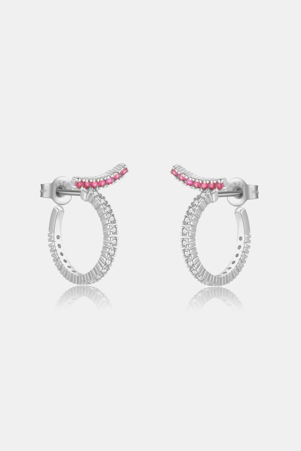 Well-Favored Inlaid Zircon C-Hoop Sterling Silver Earrings - MXSTUDIO.COM