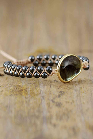 Well-Formed Natural Stone Black Bead Bracelet-MXSTUDIO.COM