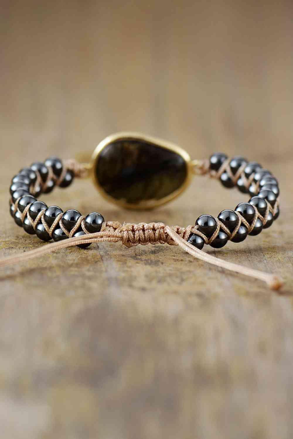 Well-Formed Natural Stone Black Bead Bracelet-MXSTUDIO.COM