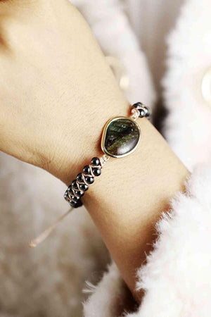 Well-Formed Natural Stone Black Bead Bracelet-MXSTUDIO.COM