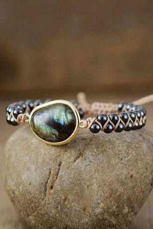 Well-Formed Natural Stone Black Bead Bracelet-MXSTUDIO.COM