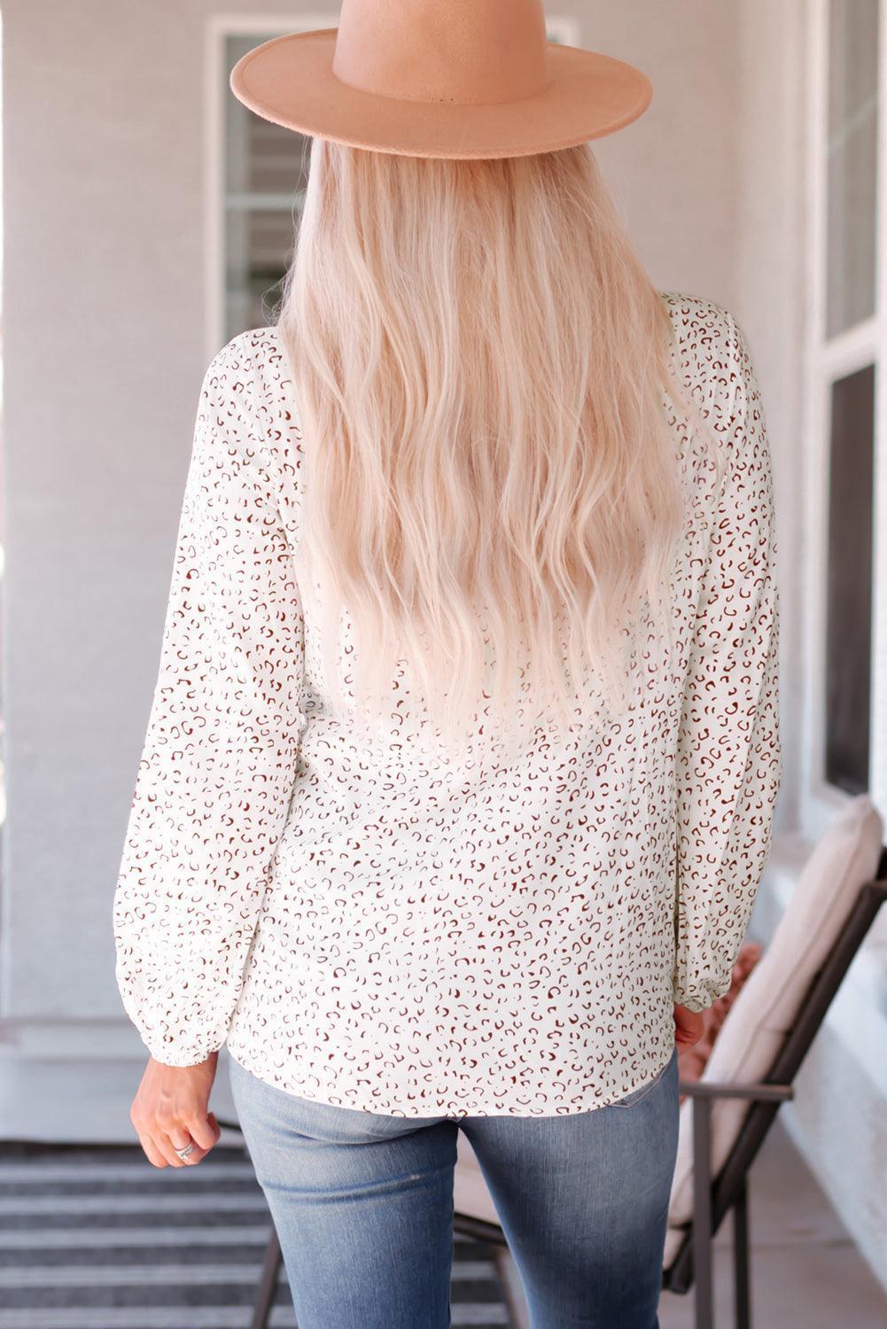 Well Lived Life Leopard Long Balloon Sleeve Blouse - MXSTUDIO.COM