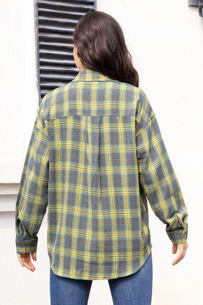 Western Vibe Buttoned Down Plaid Long Sleeve Shirt-MXSTUDIO.COM