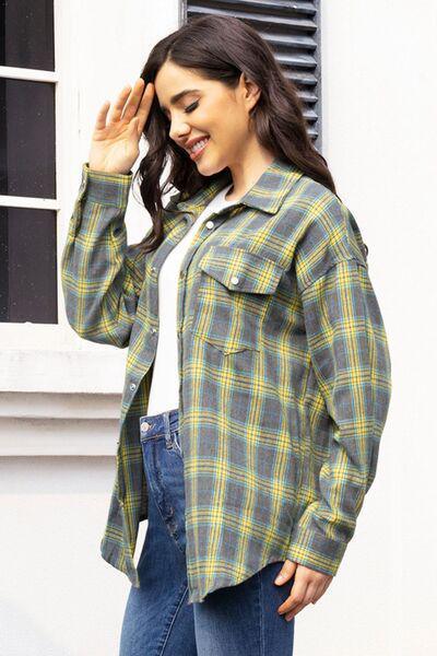 Western Vibe Buttoned Down Plaid Long Sleeve Shirt-MXSTUDIO.COM