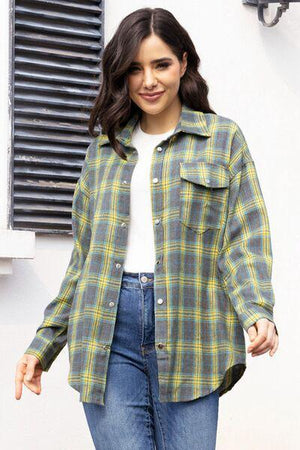 Western Vibe Buttoned Down Plaid Long Sleeve Shirt-MXSTUDIO.COM