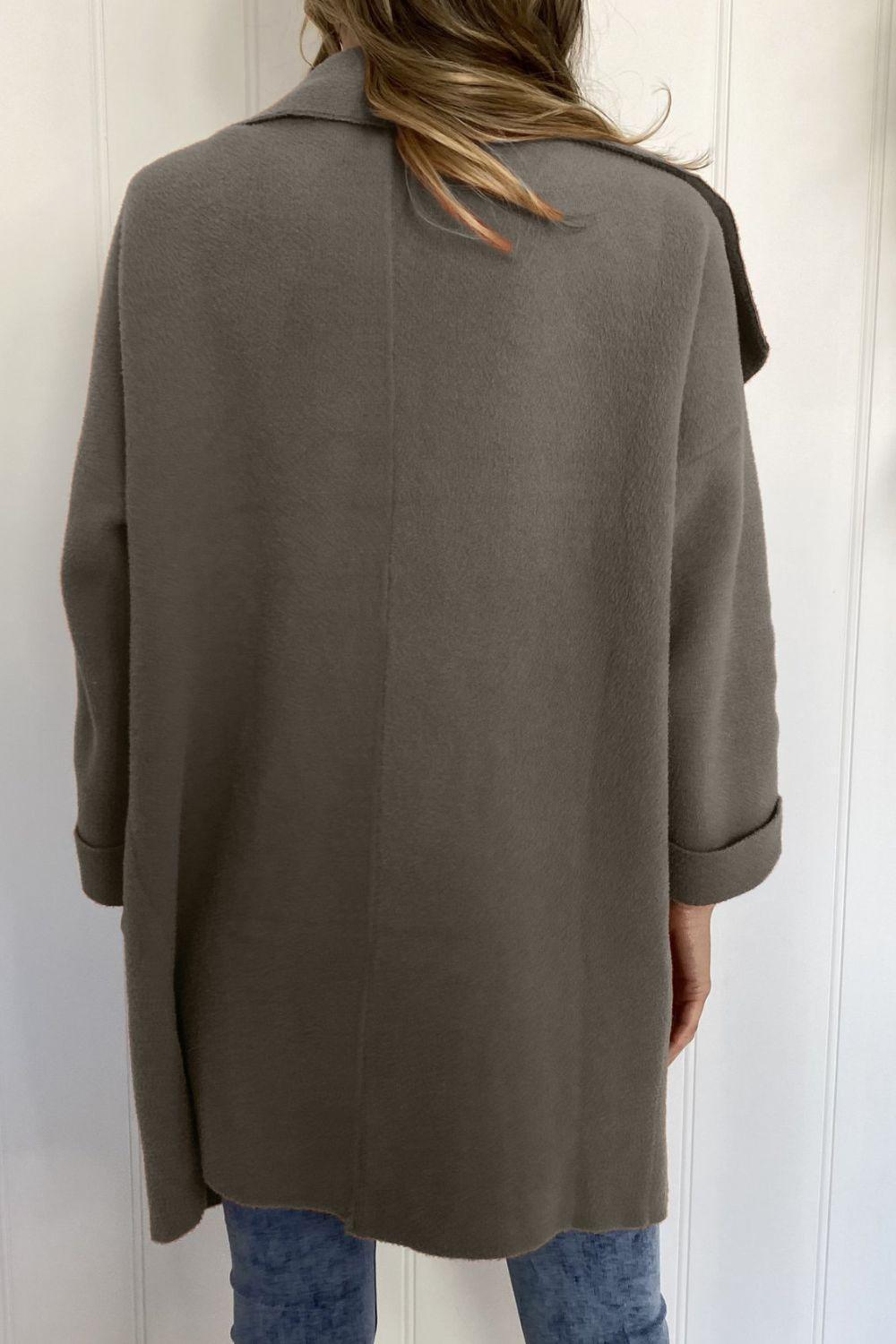 Wide Flattering Collar Longline Coat - MXSTUDIO.COM