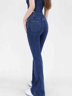 Wide Waistband Bootcut V Waist Jeans - MXSTUDIO.COM