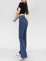 Wide Waistband Bootcut V Waist Jeans - MXSTUDIO.COM