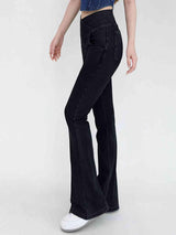 Wide Waistband Bootcut V Waist Jeans - MXSTUDIO.COM