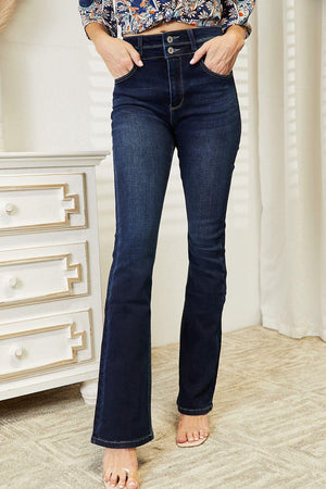 Wide Waistband High Rise Womens Boot Cut Jeans - MXSTUDIO.COM