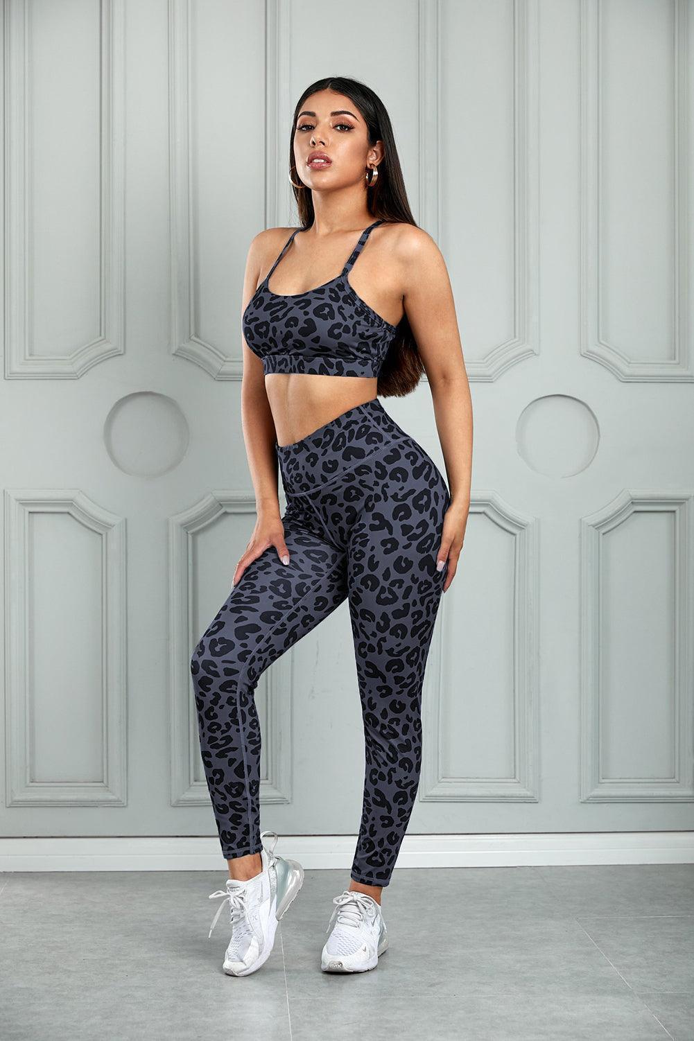 Wild And Free Leopard Print Yoga Set - MXSTUDIO.COM