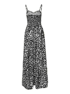a black and white dress with a leopard print