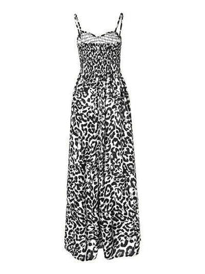 a black and white dress with a leopard print