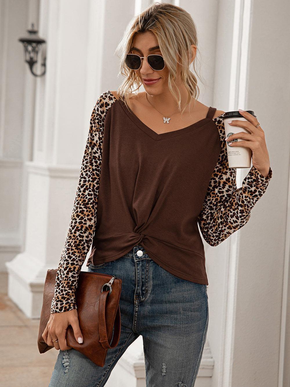 Wild Confidence Leopard Long Sleeve Twist Front Top - MXSTUDIO.COM