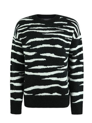 Wild Embrace Ribbed Knit Zebra Sweater - MXSTUDIO.COM