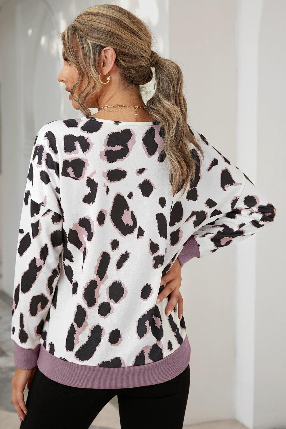 Wild Leopard Print Long Sleeve Top - MXSTUDIO.COM