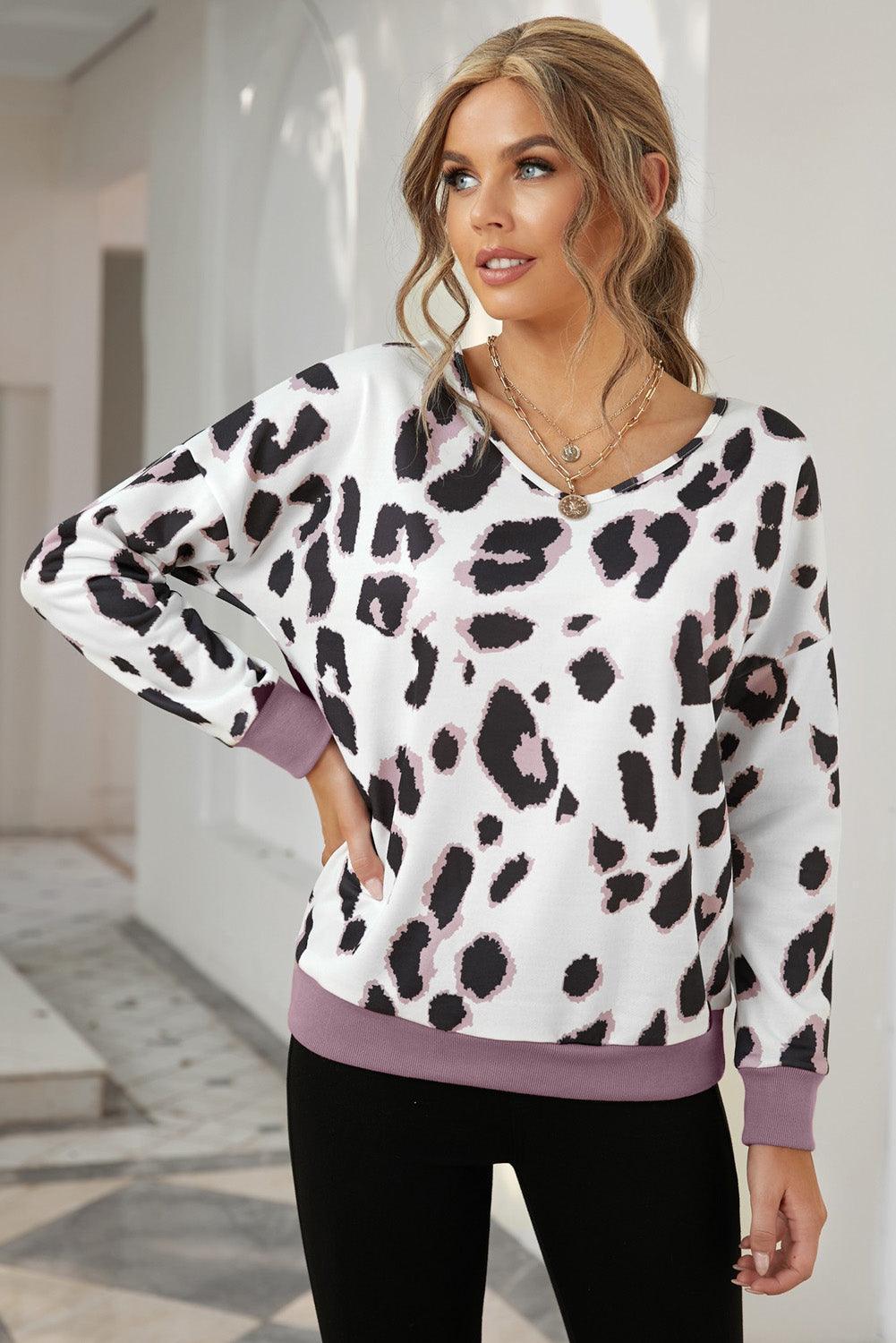 Wild Leopard Print Long Sleeve Top - MXSTUDIO.COM