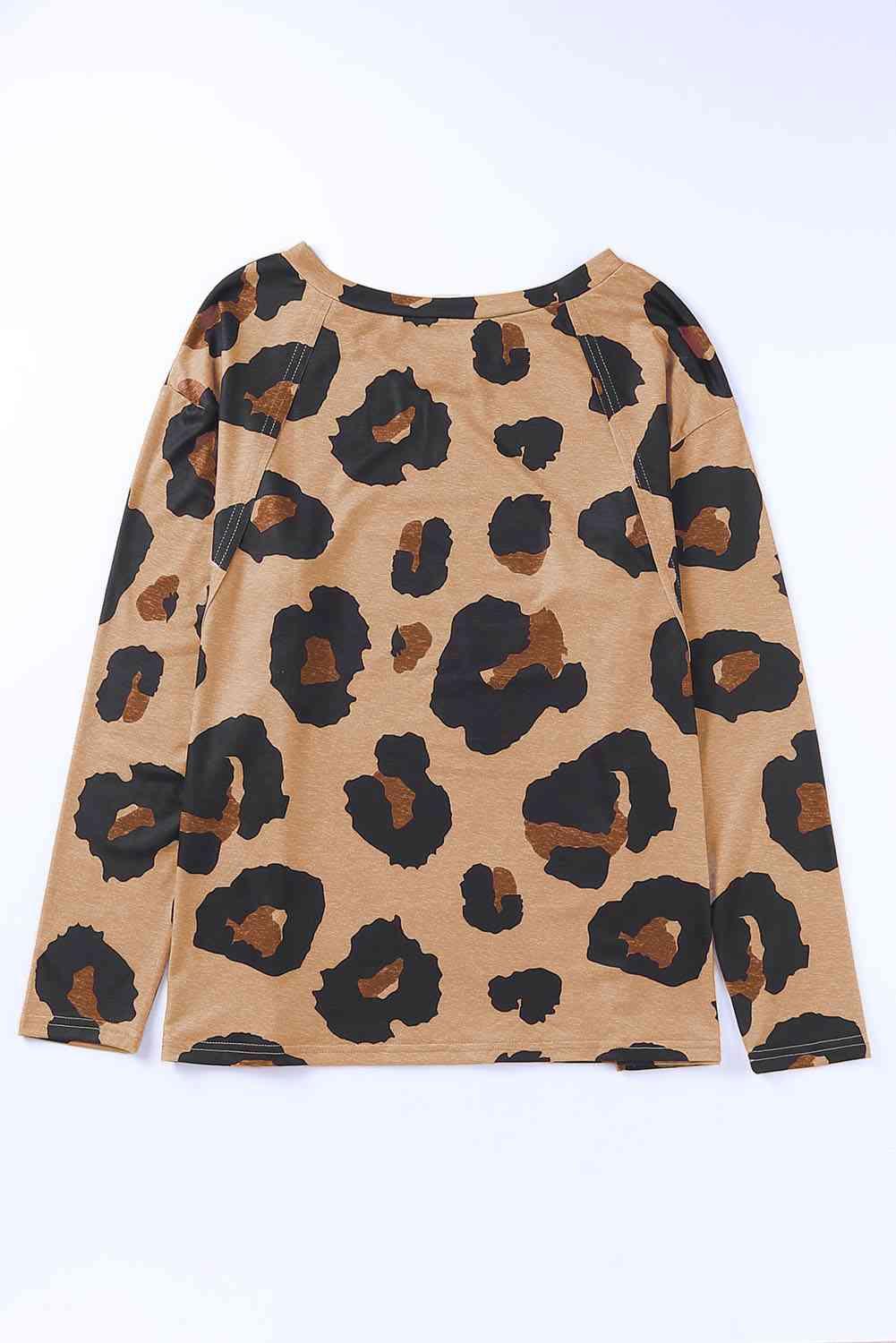 a brown and black leopard print top