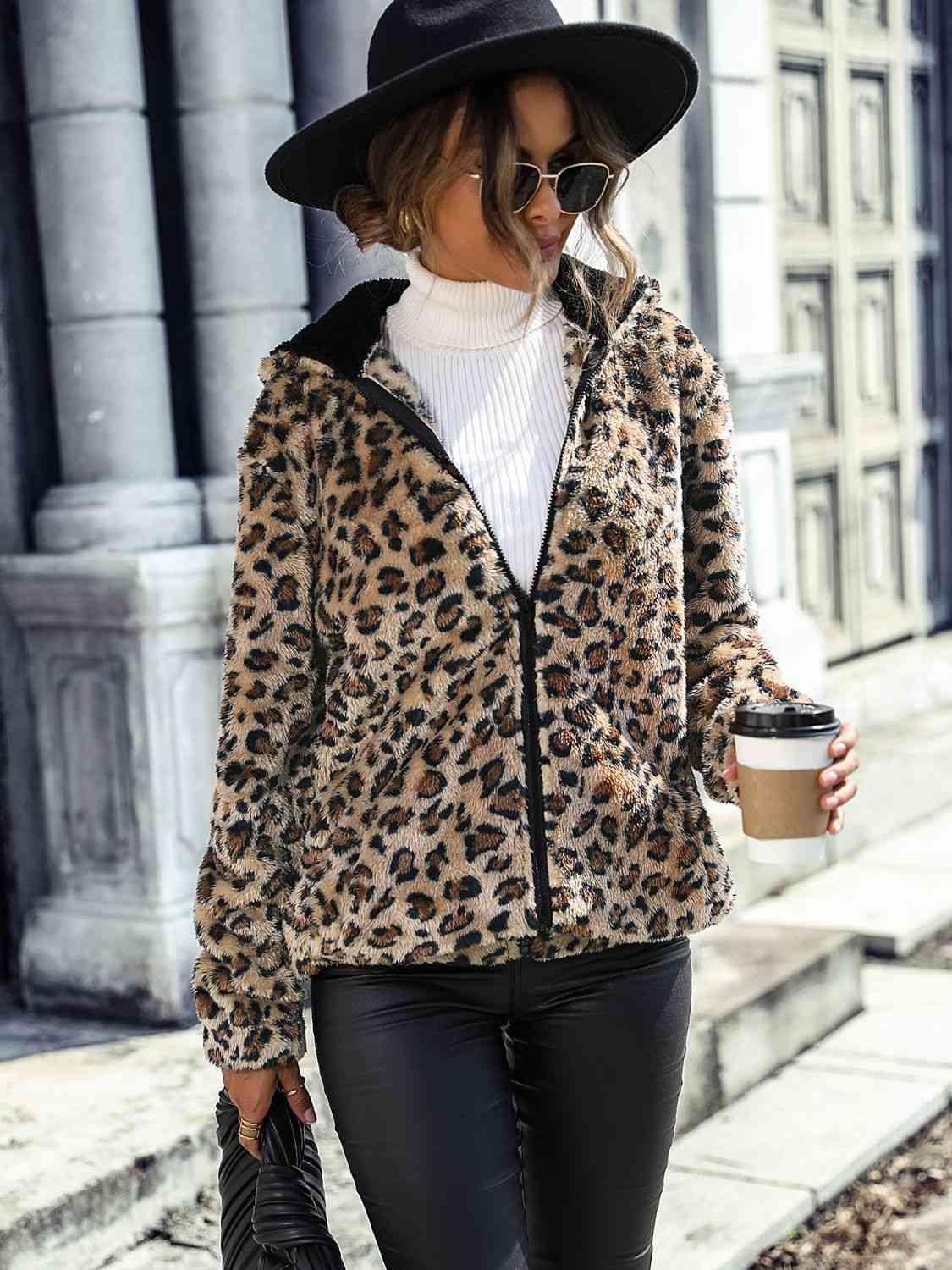 Wild Snug Leopard Full Zip Jacket With Hood-MXSTUDIO.COM