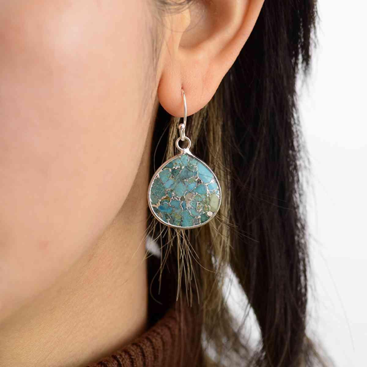 Win Praise Natural Stone Teardrop Earrings-MXSTUDIO.COM