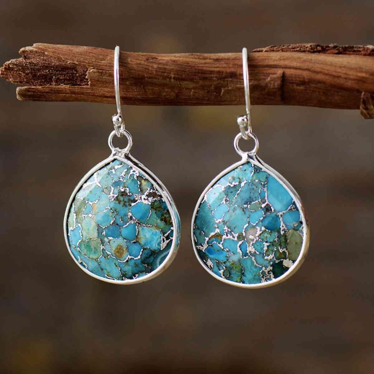 Win Praise Natural Stone Teardrop Earrings-MXSTUDIO.COM