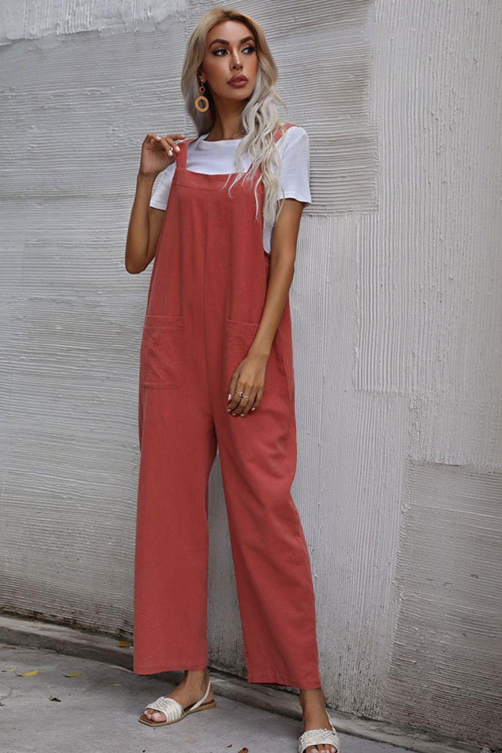 Wind Down Pockets Wide Leg Overalls - MXSTUDIO.COM