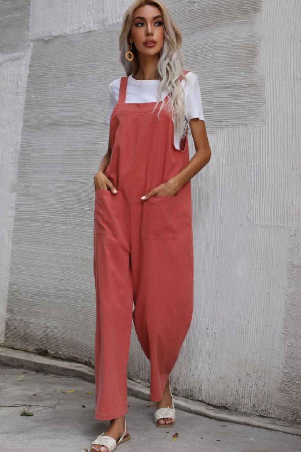 Wind Down Pockets Wide Leg Overalls - MXSTUDIO.COM