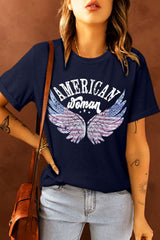 Wings US Flag American Woman T Shirt - MXSTUDIO.COM