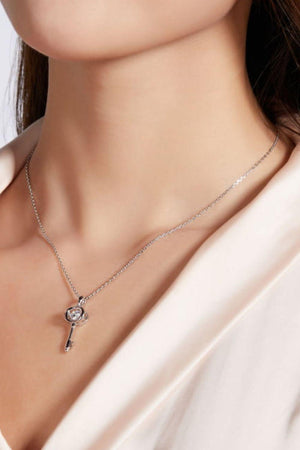 Winsome Key Shaped Pendant Moissanite Necklace - MXSTUDIO.COM