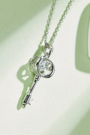 Winsome Key Shaped Pendant Moissanite Necklace - MXSTUDIO.COM