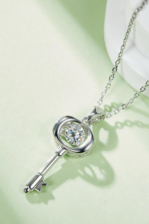 Winsome Key Shaped Pendant Moissanite Necklace - MXSTUDIO.COM