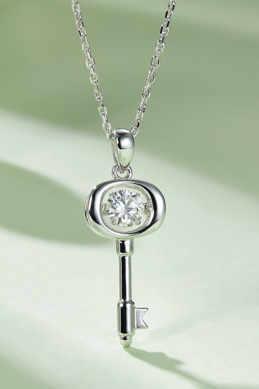 Winsome Key Shaped Pendant Moissanite Necklace - MXSTUDIO.COM