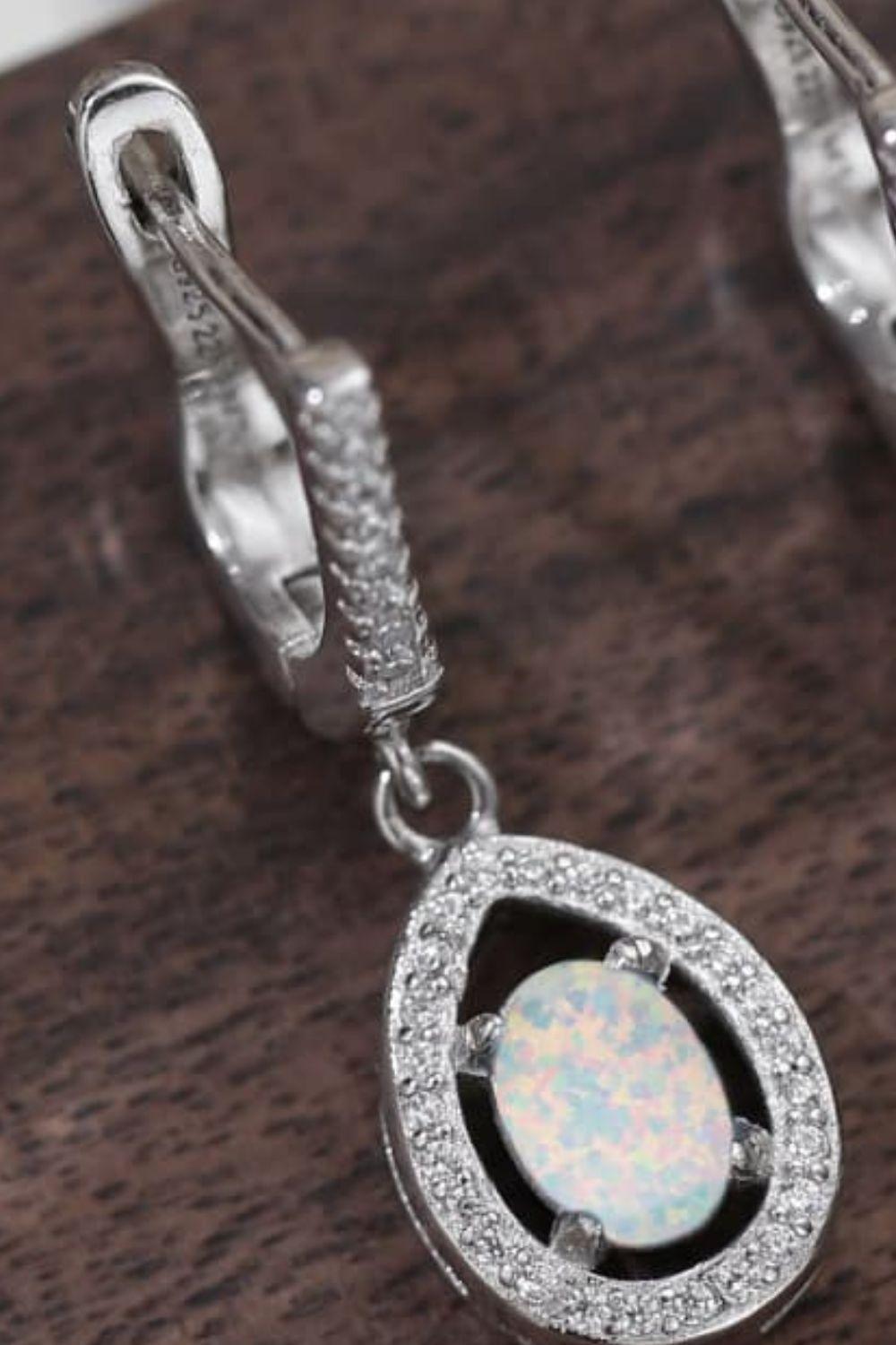 Winsome Pear Shaped Opal Drop Earrings - MXSTUDIO.COM