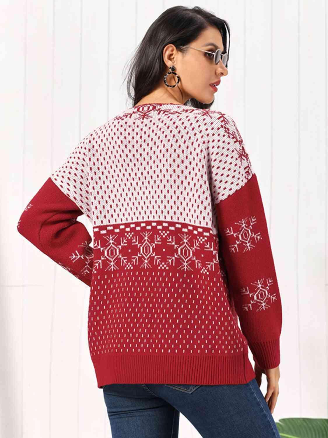 Winter Appeal Button Down Snowflake Cardigan - MXSTUDIO.COM