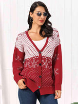 Winter Appeal Button Down Snowflake Cardigan - MXSTUDIO.COM