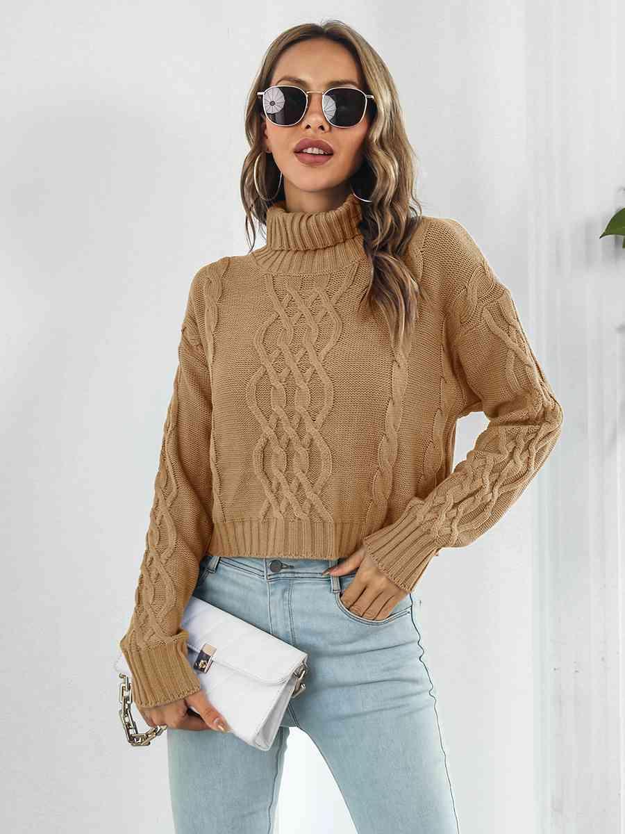 Winter Aura Cable Knit Turtle Neck Sweater - MXSTUDIO.COM