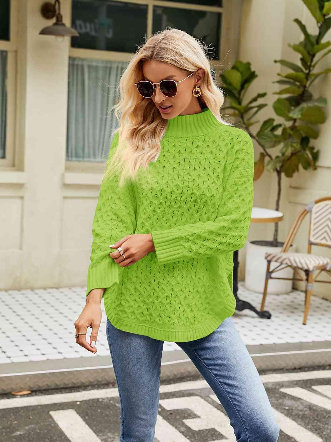 Winter Basic Slit Mock Neck Sweater - MXSTUDIO.COM