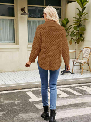 Winter Basic Slit Mock Neck Sweater - MXSTUDIO.COM