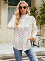 Winter Basic Slit Mock Neck Sweater - MXSTUDIO.COM